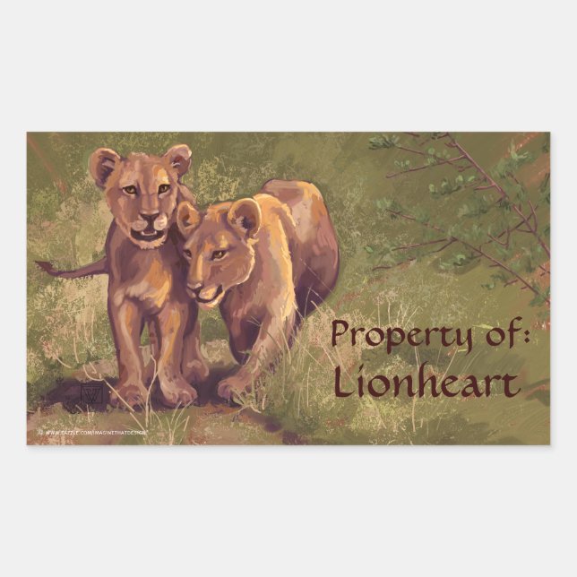 Lion Cubs Art Bookplate Stickers (Front)