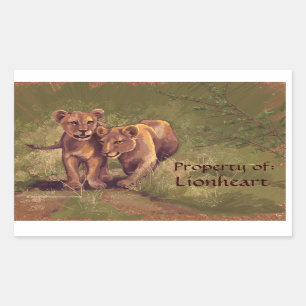 Lion Cubs Art Bookplate Stickers