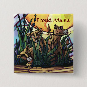 Lion Cubs Art Proud Mama 15 Cm Square Badge