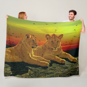 LION CUBS FLEECE BLANKET