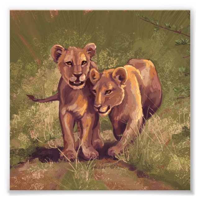 Lion Cubs Photo Print (Front)