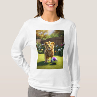 Lion Cub's Playtime: Mother and Cub in the Garden T-Shirt