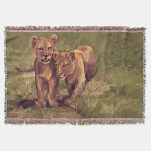 Lion Cubs Throw Blanket