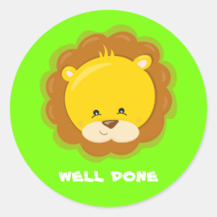 Lion custom praise school teacher jungle green classic round sticker