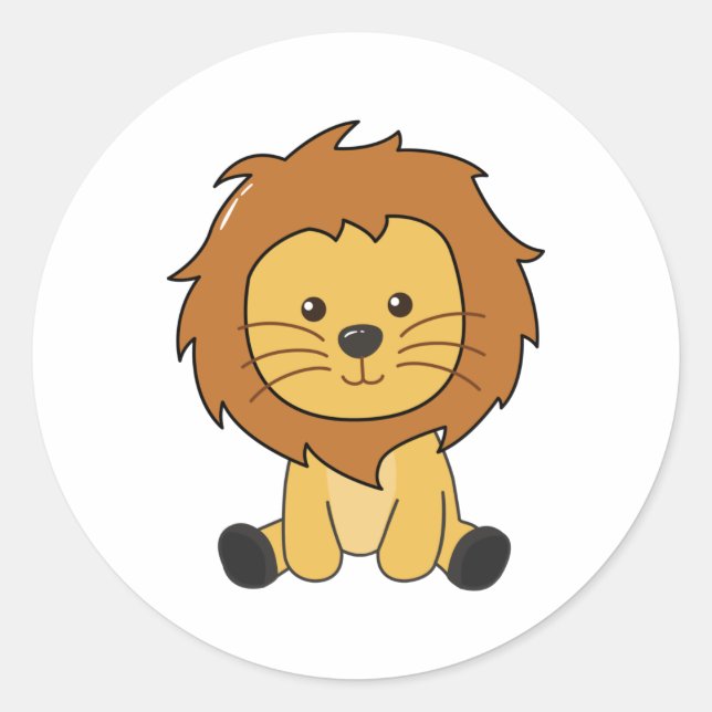 Lion Cute Animals For Kids Lion King Classic Round Sticker (Front)
