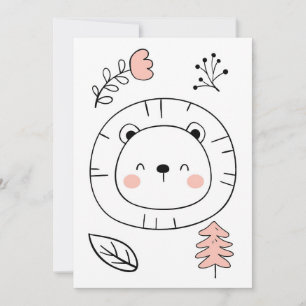 Lion Cute Lion Hand Drawn Invitation