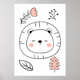 Lion Cute Lion Hand Drawn Poster