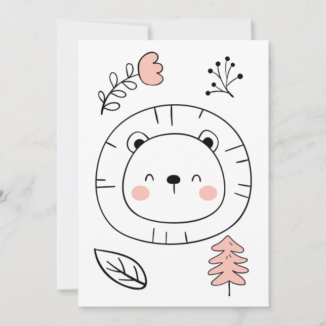 Lion Cute Lion Hand Drawn Save The Date (Front)