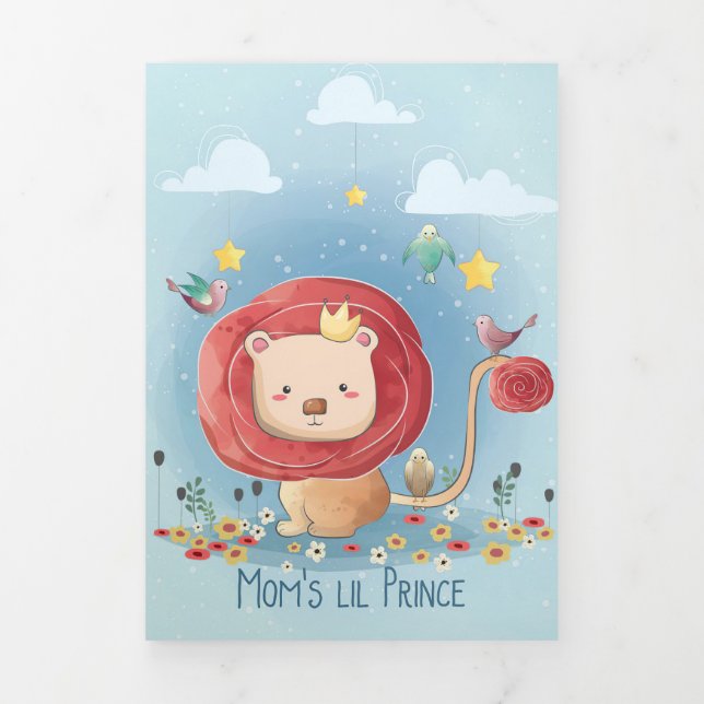 Lion Cute Lion Prince Tri-Fold Card (Cover)