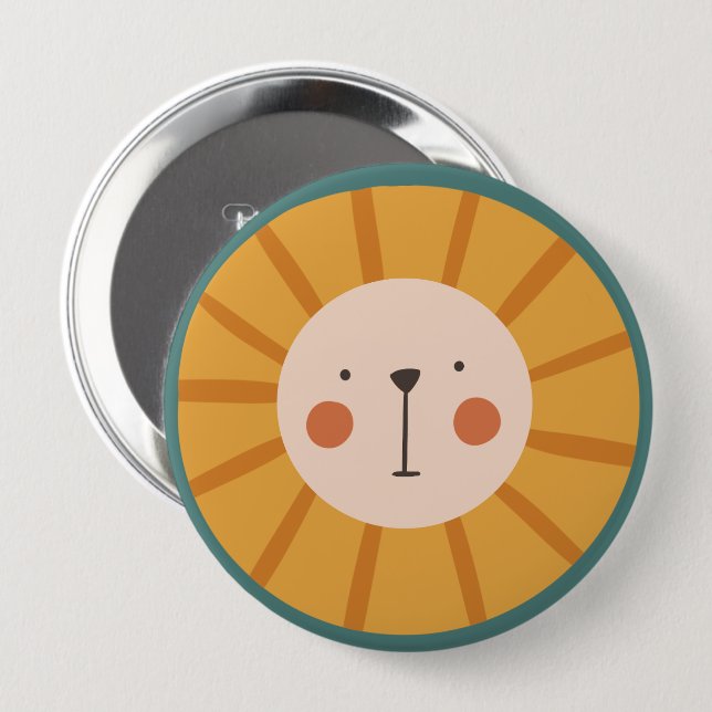 Lion Cute Orange 10 Cm Round Badge (Front & Back)