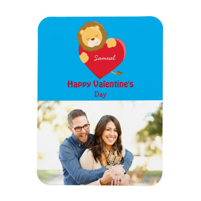 Lion Cutie Photo Valentine's Day Magnet (Vertical)
