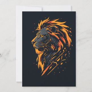 Lion Cyberpunk Mecha Neon Gold Gaming Poster Invitation