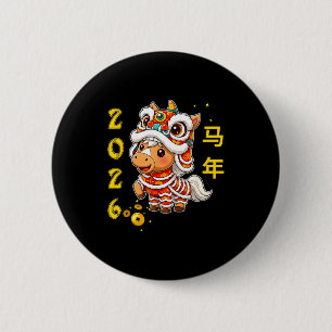 Lion Dance Kawaii Horse Chinese New Year 2026 Matc 6 Cm Round Badge