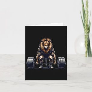 Lion Deadlifting Gym Humour Weightlifting Fitness  Card