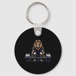 Lion Deadlifting Gym Humour Weightlifting Fitness Key Ring