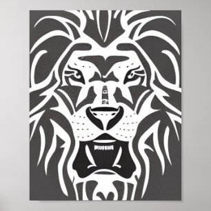 Lion decal white on gray  poster