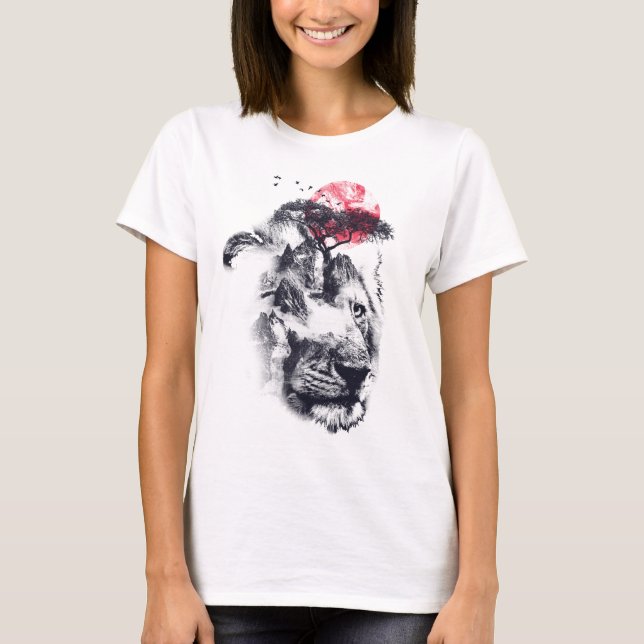 Lion Design Double Exposed T-Shirt (Front)