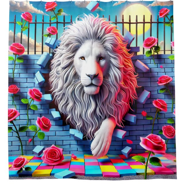 Lion Design Shower Curtain (Front)