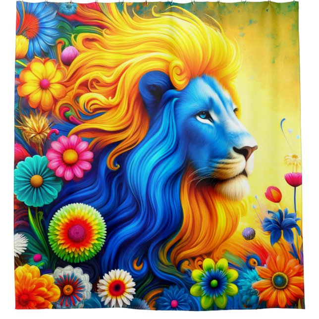 Lion Design Shower Curtain (Front)