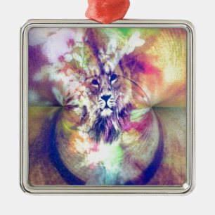 Lion Digital Art Metal Tree Decoration