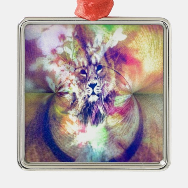 Lion Digital Art Metal Tree Decoration (Front)