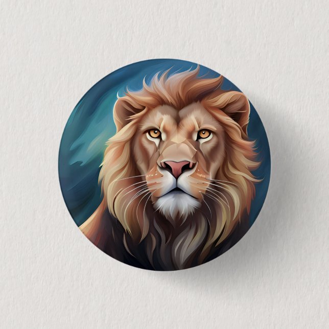 Lion Digital Art Portrait-56556 3 Cm Round Badge (Front)