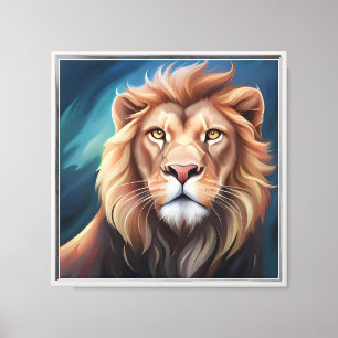 Lion Digital Art Portrait Canvas Print