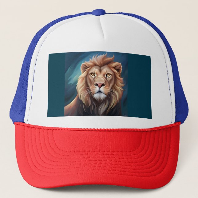 Lion Digital Art Portrait Trucker Hat (Front)
