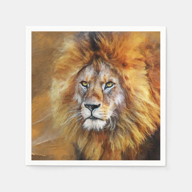 Lion Digital Oil Painting Napkin (Front)
