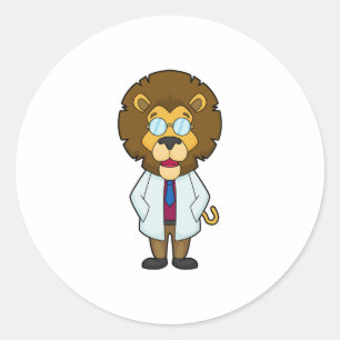 Lion Doctor Doctor's coat Classic Round Sticker