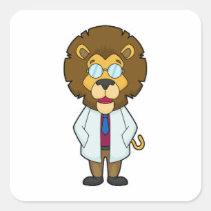Lion Doctor Doctor's coat Square Sticker