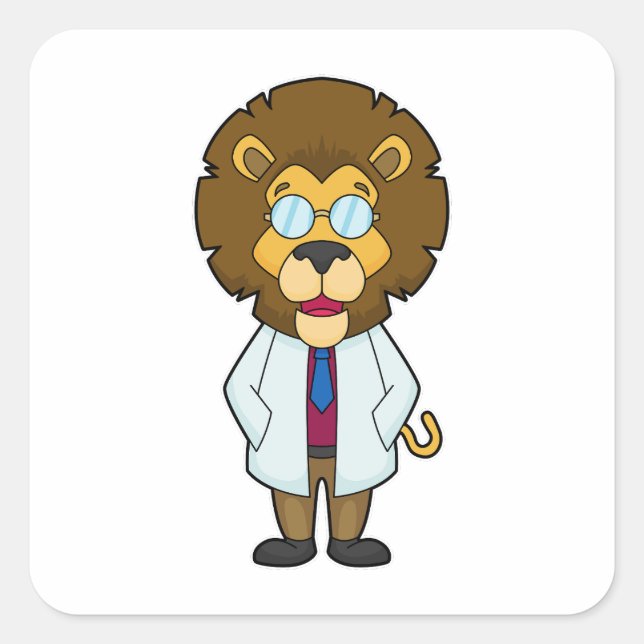 Lion Doctor Doctor's coat Square Sticker (Front)