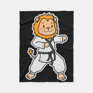 Lion Does Karate Fleece Blanket