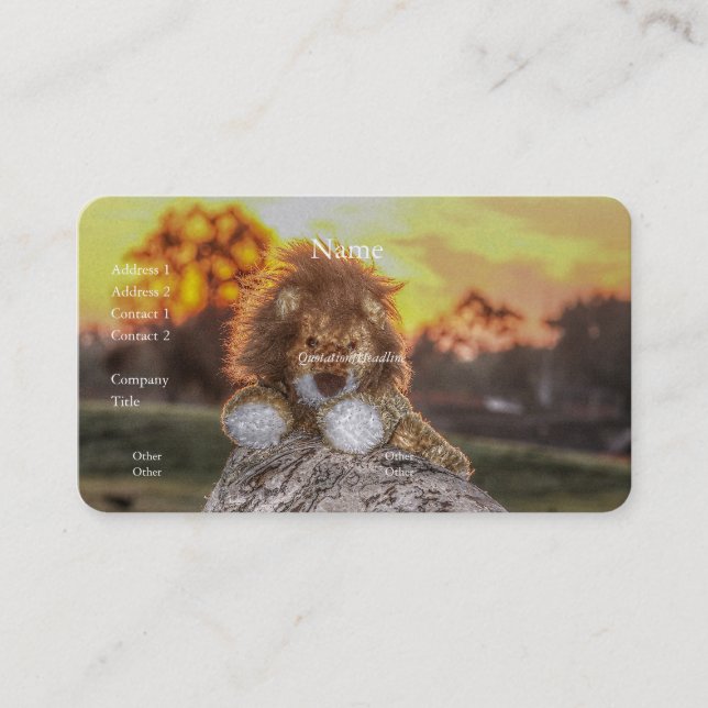 Lion Doll at Sunrise Business Card (Front)