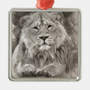 Lion Drawing Metal Tree Decoration