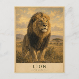 Lion East African Savanna VINTAGE Postcard