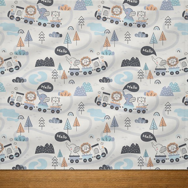 Lion Elephant Tiger Animal Train Adventure Fabric (Creator Uploaded)
