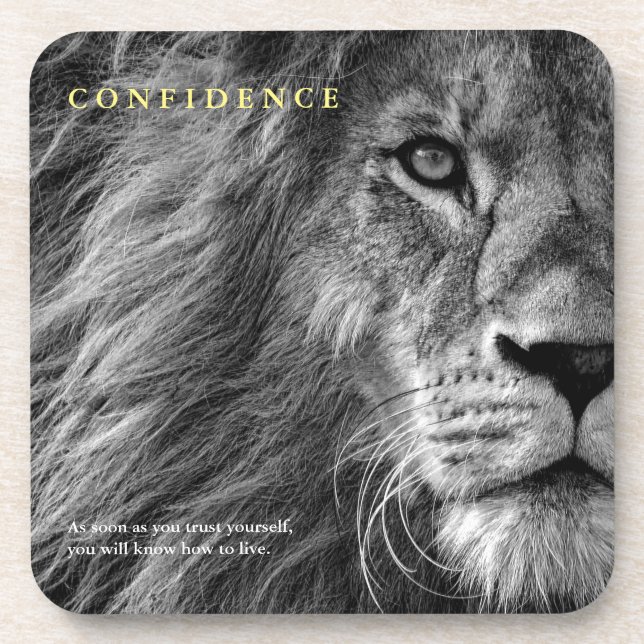 Lion Eye Confidence Quote Inspirational Coaster (Front)