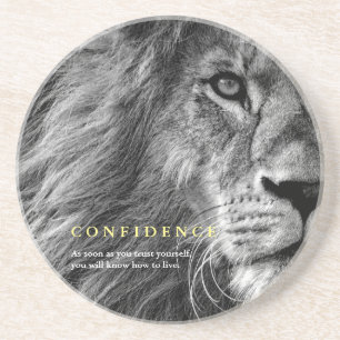 Lion Eye Confidence Quote Inspirational Coaster