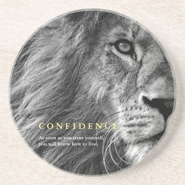 Lion Eye Confidence Quote Inspirational Coaster (Front)