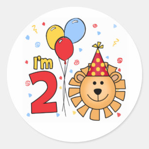 Lion Face  2nd Birthday Classic Round Sticker