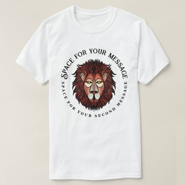 Lion Face Artistic Circular Custom Text T-Shirt (Design Front)