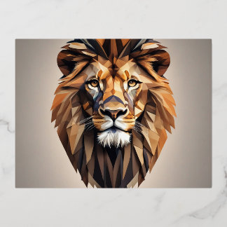 Lion Face Design Foil Holiday Postcard