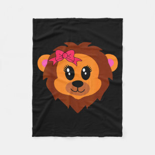 Lion Face Eyelashes Bow Funny Halloween Costume Fleece Blanket