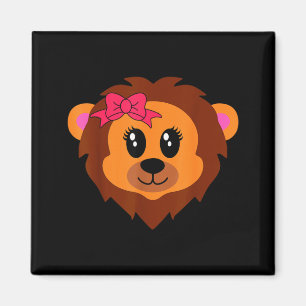 Lion Face Eyelashes Bow Funny Halloween Costume Magnet