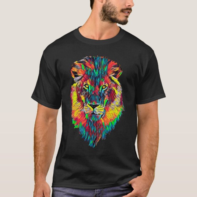 Lion Face Head Portrait Great Boss King Mature T-Shirt (Front)