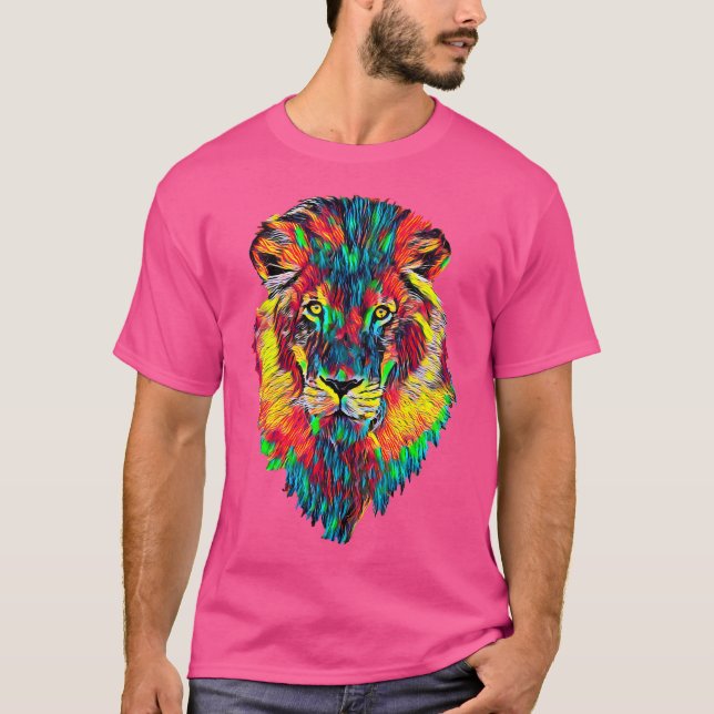 Lion Face Head Portrait T-Shirt (Front)