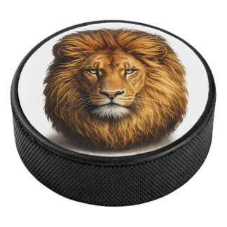 Lion Face Hockey Puck | Cute Animal Sports Gift