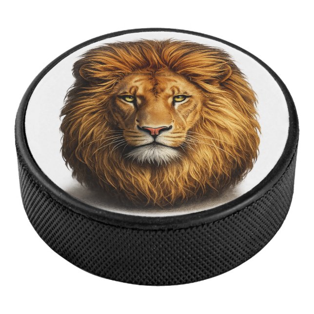 Lion Face Hockey Puck | Cute Animal Sports Gift (3/4)