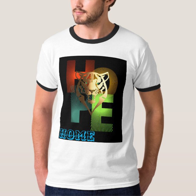 Lion face print & hope text T-Shirt (Front)